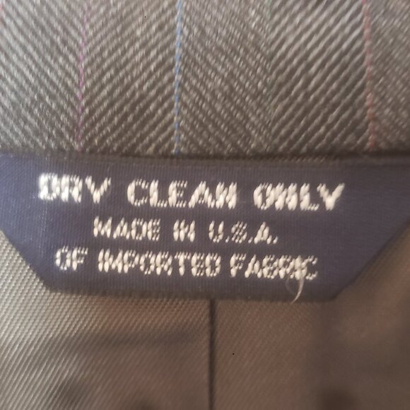 Kuppenheimer Suit 42 33x30 Mens Gray Herringbone & Stripe Vintage - Picture 4 of 16